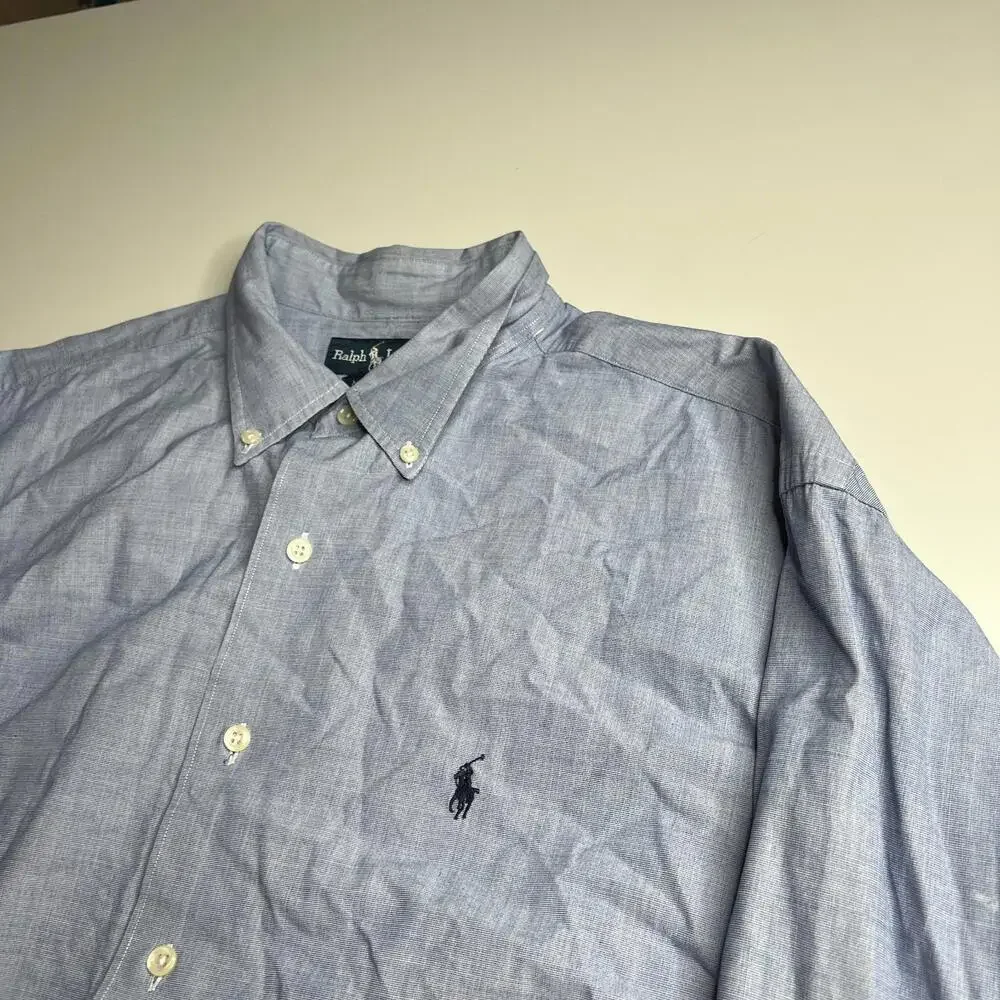 Lot 2 Ralph Lauren Men’s XL Button Down Shirts Blue & Green‎ Plaid 100% Cotton - Picture 12 of 14